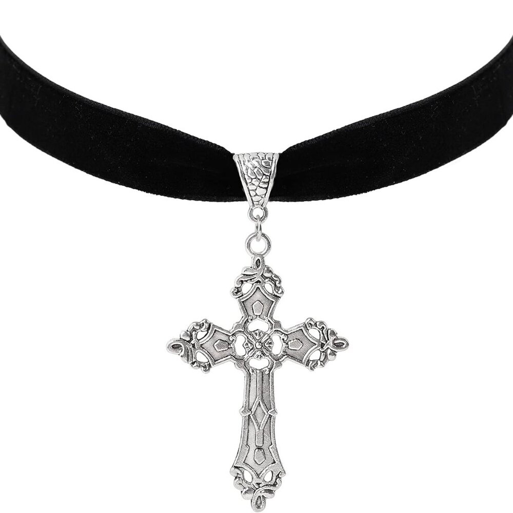 Gothic Cross Necklace Black Cross Necklace for Women